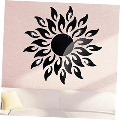 #ad Sun Flower 3D Mirror Wall Stickers Sun Pattern Wall Stickers DIY Small Black $22.84