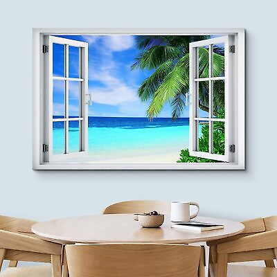 #ad Canvas Wall Art Window View Beach Landscape Nature Landscape $94.99