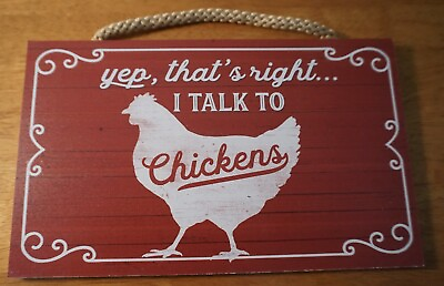 #ad I TALK TO CHICKENS Red Hen Rooster Chicken Farmhouse Kitchen Farm Home Decor NEW $10.95