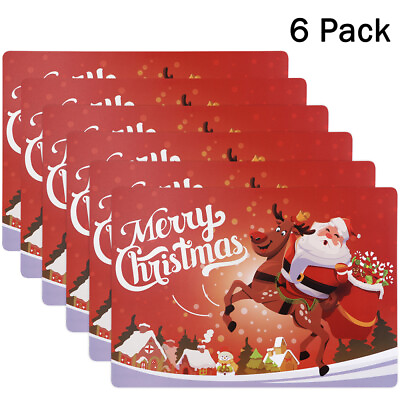 Christmas Placemats Set of 6 Holiday Table Mats Xmas Dining Kitchen Decorations $23.67
