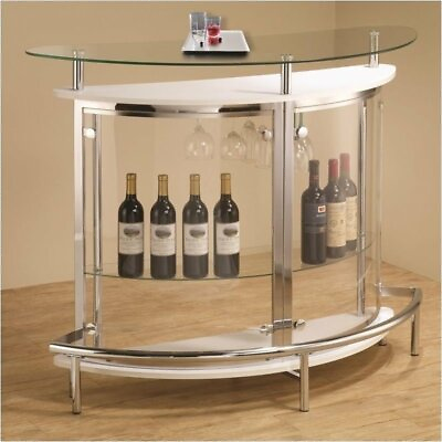 Bowery Hill Contemporary Home Bar Unit with Clear Acrylic Front in White $323.19
