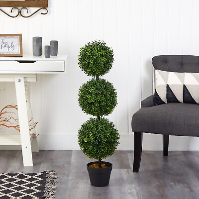 #ad 3#x27; Topiary Boxwood Triple Ball Artificial Tree UV Indoor Outdoor Home Decor. $45.00