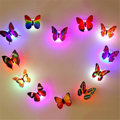 #ad 3D LED Butterfly Night Light Art Design Decal Wall Sticker Mural Home Room Decor $2.18
