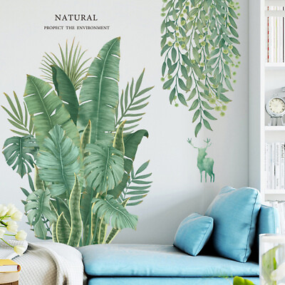 #ad Green Leaves Wall Stickers Home Living Room Decorative Vinyl Wall Decal Pla $9.55