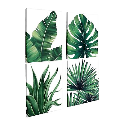 #ad Botanical Prints Wall Art for Bathrooms Canvas Green Leaf Framed Green Plant ... $38.35