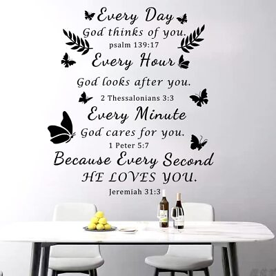 #ad #ad Bible Verse Wall Stickers Inspirational Wall Decal Vinyl Quote Bible Sticker ... $18.64