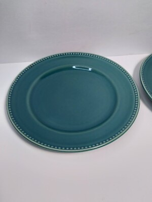 #ad Target Home Beaded Teal 8 1 2” Salad Plate Stoneware Set of Two $29.50