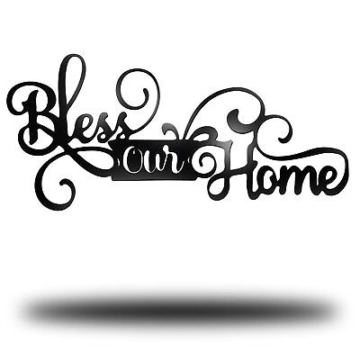 #ad Wall Decor Sign Bless Our Home Metal Wall Decor Black Metal Wall Decorations ... $17.28