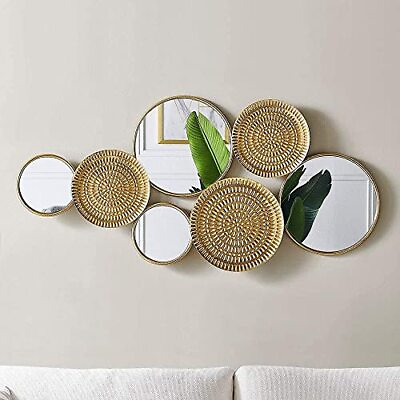 #ad Home Decor Metal Wall Decor with Multi Circle Plates Mirror Large Modern Wal... $122.21