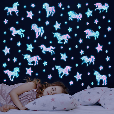 #ad Glow in the Dark Unicorn Wall Decals Unicorn Wall Stickers for Baby Girls Bedroo $19.58