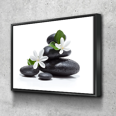 #ad Floral Zen Stones White Bathroom Wall Art Bathroom Wall Decor Bathroom Canva $142.95