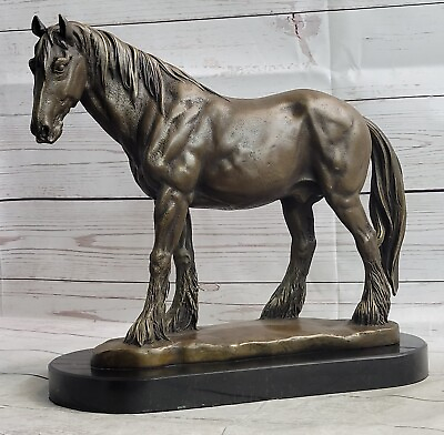 #ad Art Deco Sculpture Running Horse Bronze Statue Hand Made Marble Base Sale $199.50