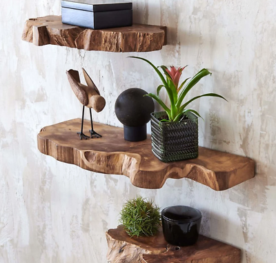 #ad Rustic Wood Floating Shelf Live Edge Wooden Shelf for Farmhouse Wall Decor $180.00