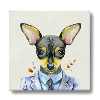 #ad Framed Canvas Wall Art Painting Prints Elegant Suit Dog Pet Chihuahua DOGG012 $29.99