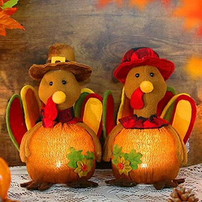#ad 2 Turkey LED Table Centerpieces Thanksgiving Fall Decorations For Home Clearance $31.25