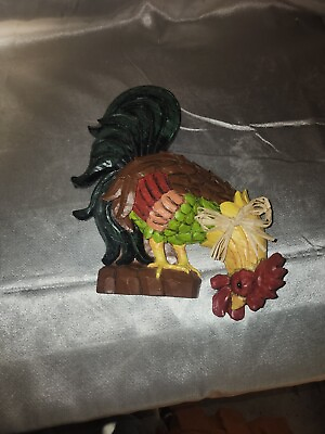 #ad Colorful Wooden Rooster Wall Hanging Plaque Decor $20.00
