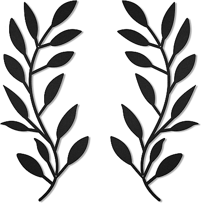 #ad 2 Pieces Metal Tree Leaf Wall Decor Vine Olive Branch Leaf Wall Art Wrought Iron $26.22