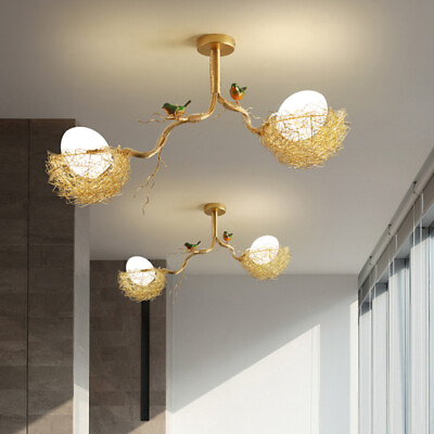 #ad Art Deco Ceiling Light Fixture Home Deco Chandelier Woven Nest Pendant Lamp $179.00
