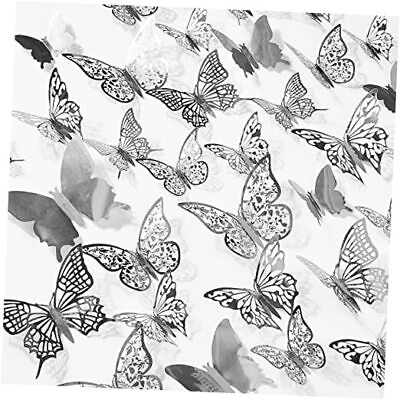 #ad Butterfly Wall Decor 3D Butterfly Wall Decals Butterfly Decor 3 84 pcs Silver $16.31