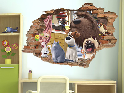 #ad Pets 3D Wall Decal Cartoon Wall Sticker Removable Vinyl Sticker $62.25