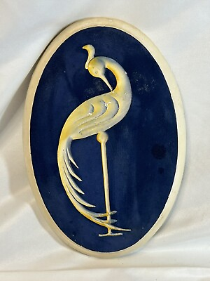 #ad Clay Peacock Plaque Home Decor Bird Vintage Home And Garden $20.61