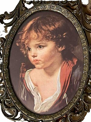 #ad #ad Rare Small Art Painting From Italy Of A Boy Child 7x5 Victorian Frame Antique $74.85