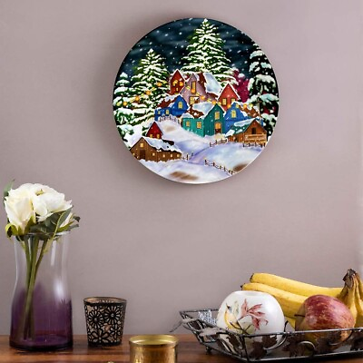 #ad Christmas Wall Decorative Plates Wall Sculpture Handmade Craft For Home Decor $125.00