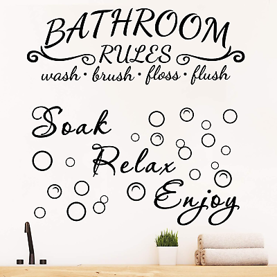#ad 2 Pieces Bathroom Wall Decals Sticker Soak Relax Enjoy Bathroom Rules Wall Stick $18.11