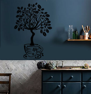 #ad Vinyl Wall Decal Coffee House Tree Coffeeshop Kitchen Decor Stickers 3402ig $69.99