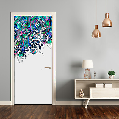 #ad Removable Home Decor Door Wall Sticker Self Adhesive Modern Peacock feathers $15.00