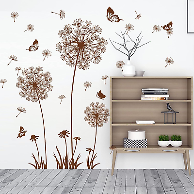 #ad Dandelion Wall Stickers Flower Wall Decals Butterflies Flying Wall Decors Wall A $21.78