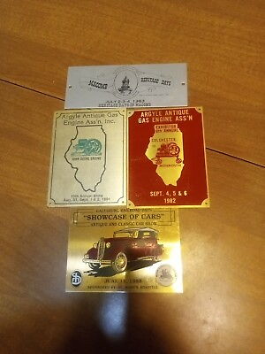 #ad Vintage Illinois Brass Plaques Lot Of 4 Engines And Car Shows John Deere Unique $19.98