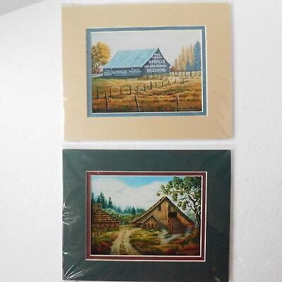 #ad Lot 2 Cathy Druell Barn Prints Signed Dated Matted 5x7 8x10 Farm Country Art NEW $18.00