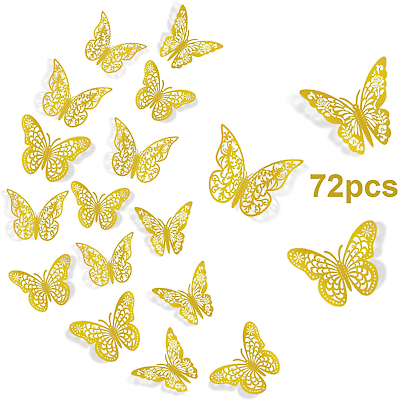 #ad #ad Gold 3D Butterfly Wall Stickers 72 Pcs 3 Styles 3 Sizes $10.41