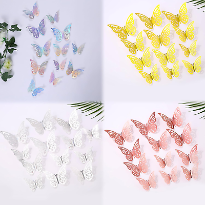 #ad #ad 3D Butterfly Wall Decor 48 Pcs 4 Styles 4 Colors 3 SizesGold Silver Laser Rose $12.82