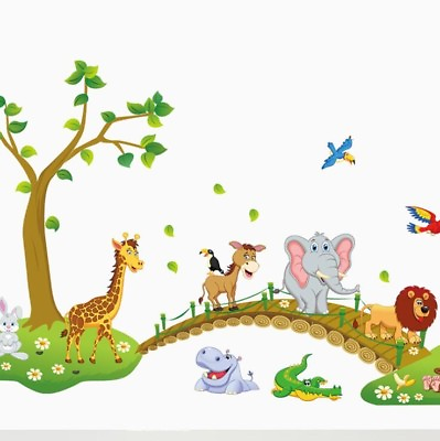 #ad Huge Removable Wall Sticker Animal Bridge Decal For Kids Nursery Baby $7.75