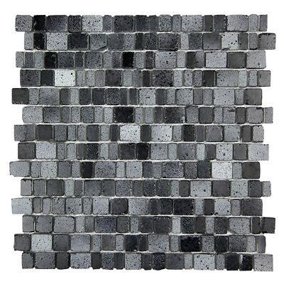 #ad Rustic Glass Tile Ice Age Mosaic Bricks Fireplace Kitchen Backsplash Black $142.39