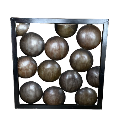 #ad Abstract Metal Wall Art 15.5quot; Square Brushed Brown Circles Bubbles Home Decor $20.00