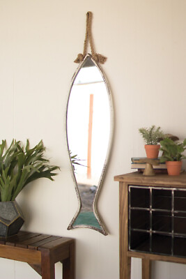 VERTICAL FISH MIRROR WITH ROPE HANGER $173.75