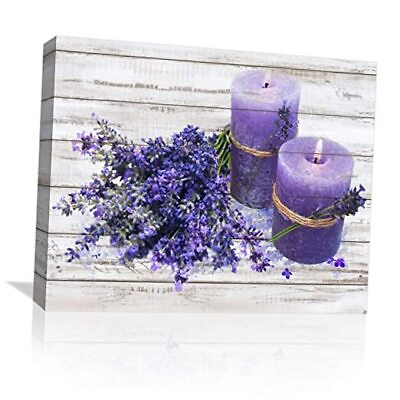 #ad Lavender Canvas Wall Decor for Bathroom Modern Flowers 12X15inch Purple $27.24