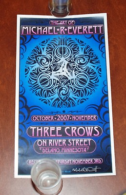 #ad Michael Everett Poster Three Crows Minnesota Grateful Dead Print Artist Signed $20.00