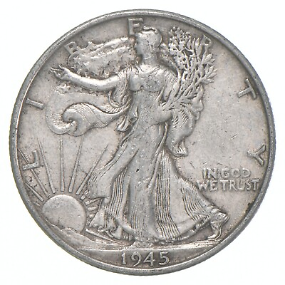 #ad 1945 S XF Walking Liberty Half Dollar $17.95