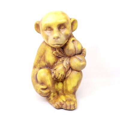 #ad Monkey Holding Fruit Vintage Statue Asian Style Figurine Peaches Decor Figure $34.50