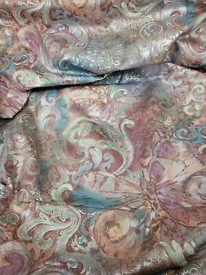 #ad 5 yard VTG 1990 90s abstract upholstery cotton pastel silver amgard pink drapery $55.00