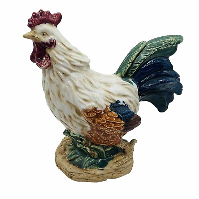 #ad #ad Vintage Ceramic Rooster Figurine Large Country Kitchen Farmhouse Decor 10.5” $28.00