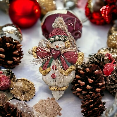 #ad Christmas Ornament Snowman Rustic Snowman amp; Heart Hanging County Seasonal Decor $13.49