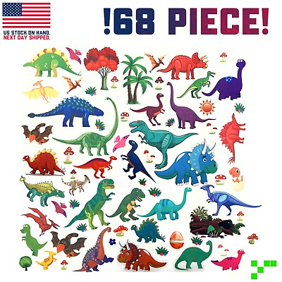 #ad #ad 68 Pieces Dinosaur Wall Decals Stickers for Kids Bedroom Childrens Mural Art USA $8.96