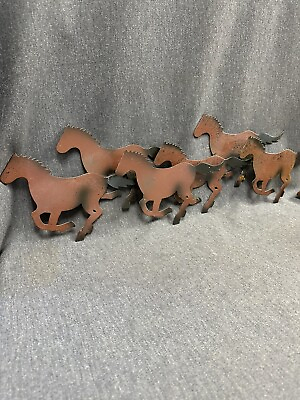 #ad pair 3D Metal Wall Art Horses Running Mustangs each are 16”x7.5”Silhouette Decor $31.50