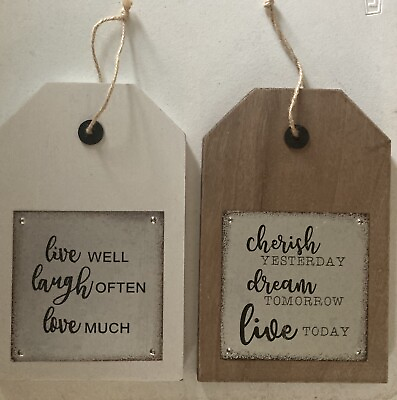#ad 2 Rustic Farmhouse Style Plaques Decor Wall Hanging $13.99