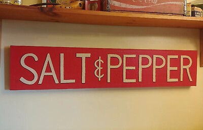 #ad 48quot; Sign Salt amp; Pepper Kitchen Art Decor Crackled Canvas Condiments Diner Retro $24.99